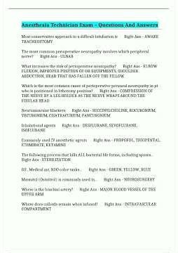 Anesthesia Technician Exam Questions And Answers