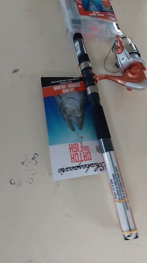 SHAKESPEARE CATCH MORE FISH 8FT ROD AND REEL COMBO PRICE: $500.00 Beginning anglers really will catch more fish—and have more fun—with the Shakespeare® Catch More Fish Spinning Rod and Reel Combo for Salmon. Ready to fish right out of the box, this easy-to-use combo comes pre-rigged with premium Stren® fishing line and includes a boxful of lures and tackle specially chosen to help them catch salmon and steelhead. Tackle box contents: 20 Berkley® PowerBait® Egg Clusters, 2 spoons, 1 drift rig, 2 