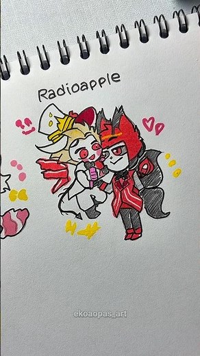 Draw HuskerDust, RadioApple & Chaggie #shorts #hazbinhotel #alastor #illustration #nostalgia