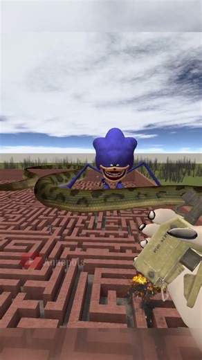 Giant Sonic vs Anaconda in Maze 💀#shorts #gmod #garrysmod #shortvideo #shortsfeed