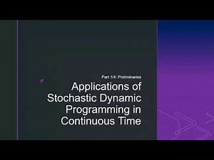 Applications of Continuous Time Stochastic Dynamic Programming in Economics: Part 1/4