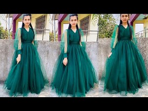 Designer gown cutting and stitching full tutorial step by step
