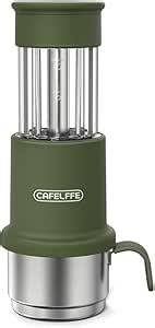 CAFELFFE MK-503 2 in 1 Portable Coffee Maker,Single Serve Manual Espresso Machine with Stainless Steel Cup For Camping,Travel,Hiking,Fishing,Compatible with Nes Original/Ground Coffee,Green
