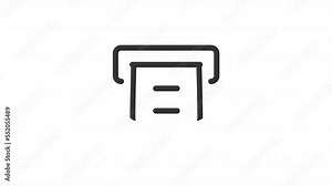 Animated receipt line ui icon. Automated teller machine. Seamless loop HD video with alpha channel on transparent background. Outline isolated user interface element motion graphic animation