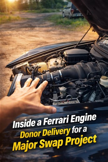 Inside a Ferrari engine donor delivery for a major swap project