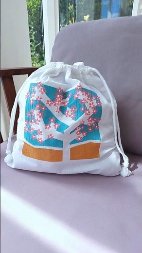 DIY Drawstring Bag | Fabric Paint & Masking Tape Tutorial