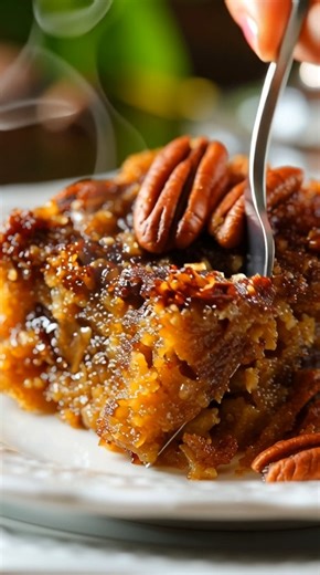 Pecan Pie Dump Cake Ingredients: 1 box (15.25 oz) yellow cake mix 1 cup (2 sticks) unsalted butter, melted 1 cup chopped pecans 1 can (14 oz) sweetened condensed milk 1 tsp vanilla extract 1/4 cup brown sugar (optional for extra sweetness) Instructions: Preheat your oven to 350°F (175°C). Grease a 9x13-inch baking dish with butter or cooking spray. Layer the ingredients: Spread the chopped pecans evenly on the bottom of the baking dish. Pour the sweetened condensed milk over the pecans. Sprinkle