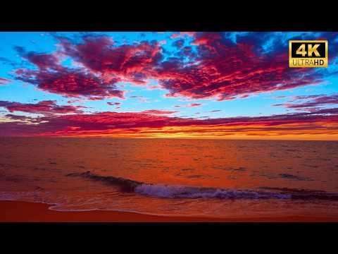 🌊 Experience the Magic… 4K Sunset Ocean Waves for Deep Sleep, Relaxation & Calm Mind