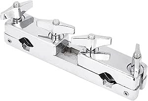 Drum Clamp, 2 Hole Drum Clamp Holder Iron Connecting Clamp Holder Bracket Rod Percussion Set for Cowbell Accessory Bass Cowbell Mount