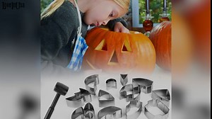 LOVEINUSA 13PCS Pumpkin Carving Kit with Hammer, Halloween Pumpkin Cutting Tools Stainless Steel Jack O Lantern Cuttters Molds Stencils for Halloween Kids Adults