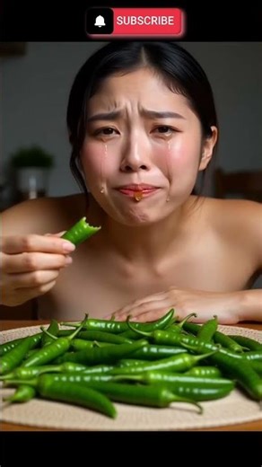 Woman Eating Green Chilies – Spicy Reaction #food
