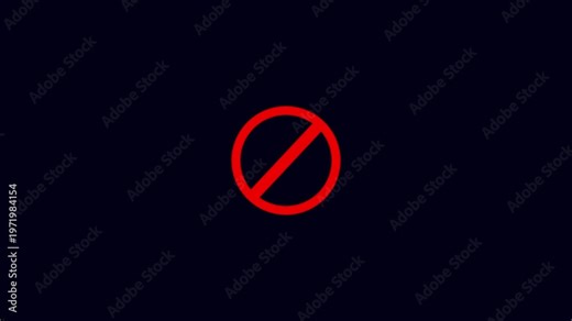 International prohibition mark. Ban forbidden sign. Traffic pictogram of Crossed out red circle. Warning, stop or no entry forbidden red circle. Motion graphics of stop circle icon concept