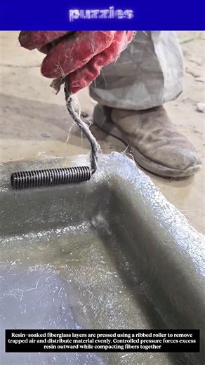 Satisfying Fiberglass Resin Rolling Process | Bubble Removal Technique