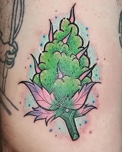 Cogollo venenoso full color. . . Para turnos y consultas wsp al 11 6591-4299 o por MD 📩📩📩 . . Se aceptan todos los medios de pago 💳💳💳👈👈👈🤘🤘🤘 . . . . . . . . . . #cogollos #ᴛʜᴄ #sativa #medicinal #buenosaires #argentina #ink #inked #tatu #tattooargentina #tattoo #tatuajes #tattooist #tatt #tatuador