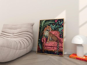 Leopard on Pink Chair Art Print: Maximalist Jungle Decor (digital Download) - Etsy