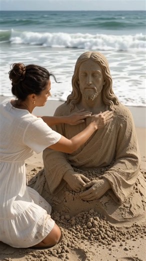 She Sculpted Jesus From Sand… The Final Reveal Was Beautiful | Heavenly Worship