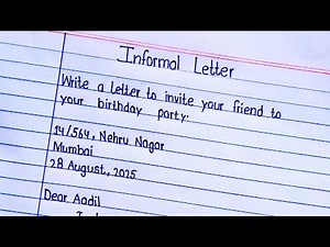 Informal Letter to a Friend to Invite for Birthday Party | Easy Letter Writing for Students