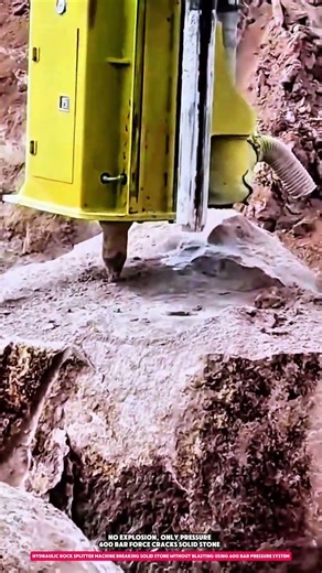 hydraulic rock splitter machine breaking solid stone without blasting using 600 bar pressure system