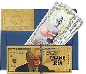 Generic Trump Dollar Bills Money, Trump Prank Mugshot Bill Items Stuff Prank Dollars, Never Surrender Birthday Gifts Card Flag Hat MAGA Toy Ideas Pop Cool Items for Men Women Kid(2024)