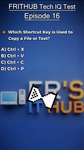 Which Shortcut Key is Used to Copy file or text ? 💻 Tech Quiz 16 #shorts