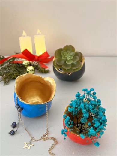 Air-Dry Clay Pinch Bowls - Set of Three