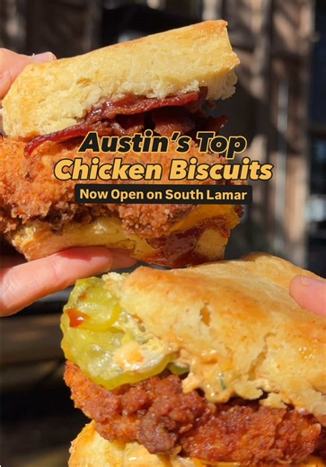 If you’re looking for Austin’s top breakfast biscuits, look no further than @Bird Bird Biscuit — now with three locations, including their newest spot on South Lamar. We especially loved the chicken biscuits and their dough doughs (a biscuit-style donut hole rolled in cinnamon sugar 🤤). Order online or at one of their on-site kiosks for quick pickup. FYI: this new location is patio seating only, so plan accordingly! #chickenbiscuit #austintx #austinbrunch #biscuits #austinfood