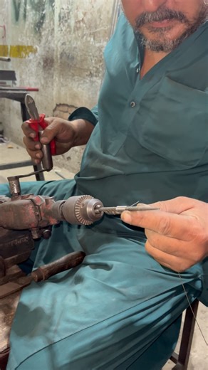 Old technique to making steel spring by hand drill #shorts #viral