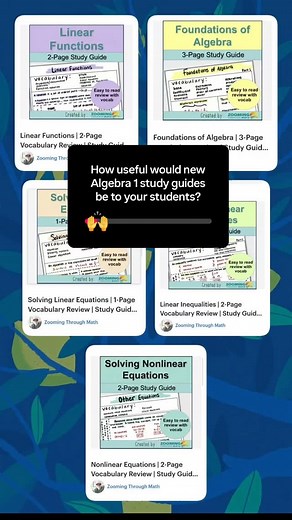 New Algebra 1 reviews dropping! Grab them on my TpT store. These can be used for notes during a new unit, review before a test, winter break, or summer refreshers ... there are so many possibilities! Geometry, Algebra 2, and Precalculus reviews coming soon! I've taught each of these classes for many years and know what students need to review and what they tend to forget a week after teaching it 🙈 Comment what topics would be most beneficial for your students to have an easy, printable review s