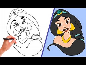 How To Draw PRINCESS JASMINE FROM ALADDIN! // EASY // Step-By-Step