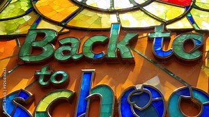 Stained Glass Window With Back to School Message in Bright Colors Generative AI