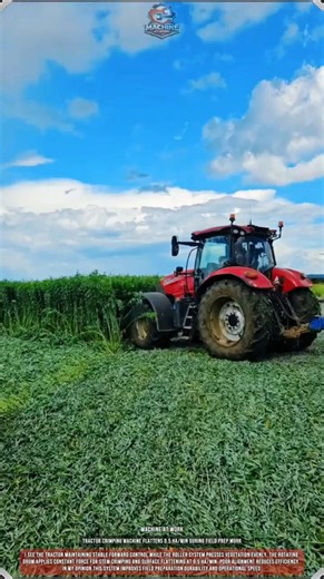 Tractor Crimping Machine Flattens 0.5 ha/min During Field Prep Work