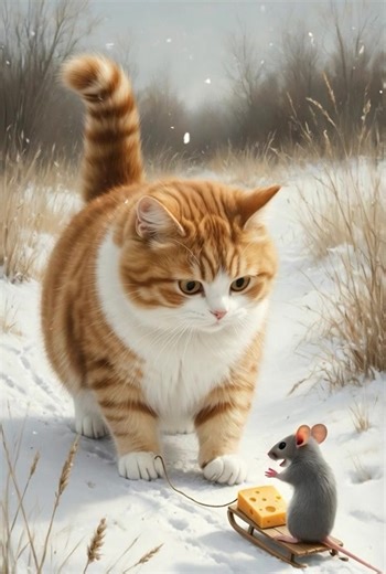 🐱🐭 Кот и мышка — первые шаги весны. Когда даже самые разные могут стать друзьями. Cat & Mouse — First Steps of Spring. When even the most different can become friends. #кот #мышка #весна #анимация #aiвидео