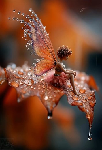 On this wet autumn day, this tiny fairy needs to pause and dry her delicate wings. #fblifestyle #nature #fairy #autumn #fantasy #autumnvibes | Artistic Imaginings