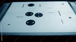 Powder 3D printer printing models from white powder polyamide close-up Stock Video