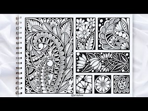 7 Beautiful Zentangle Flower Art | How To Draw Zentangle Flower Art For Beginners