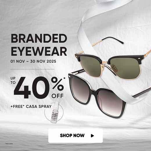 It’s time to frame up and glow up! ✨ Enjoy up to 40%* OFF on branded eyewear and get a FREE* Casa Spray on us! Shop now at Focus Point Online Store and unlock more rewards! | Focus Point Vision Care Group