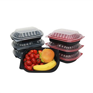 [Hot Item] 2 Compartment Microwavable Plastic Food Container with Lid Take out Disposable Lunch Bento Box