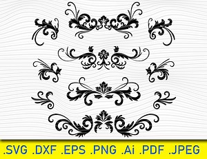 Vintage Flourish Ornament Vector Collection (SVG, PNG, EPS) - Etsy Canada