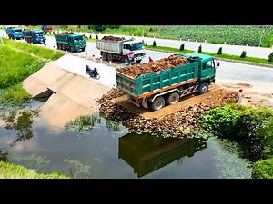 New Full Project Begins Incredible Build Road Connect Highway by Dozer D51P & Truck Spreading Soil