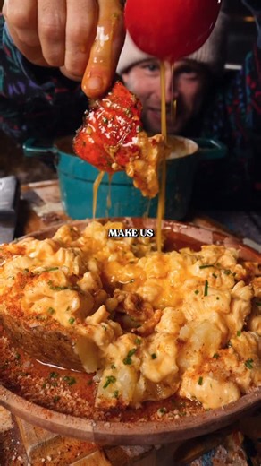 Steven Tomczyk on Instagram: "Lobster Topped Mac and Cheese Recipe: -Set the grill to 350F. -Use a fork to poke holes in the potatoes and lightly cover with olive oil and salt. Wrap in foil and place on the grill for at least 1 hour. -Assemble the cheese sauce with these ingredients: 32oz Velveeta, 2 blocks Cream cheese, 16 oz Monterey Jack, 6 oz Colby Jack, 2 cans Evaporated milk, and BBQ seasoning. Place on the grill for 30 minutes, or until everything melts. -Make the butter sauce in a Dutch