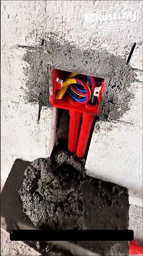 Modern Wall Electrical Box Installation with Concealed Conduit Technique.