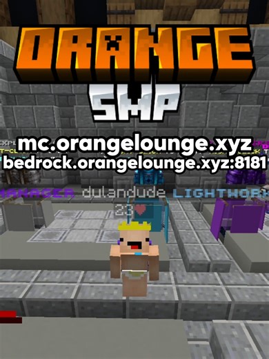 Come play right now! 🟥 JAVA SERVER IP: mc.orangelounge.xyz 🟨 BEDROCK SERVER IP: bedrock.orangelounge.xyz:8181 (8181 is the port) 🟦 DISCORD: https://discord.gg/zdcSP69trs 🥳 COMMENT & LIKE to win free items on the server! If you are on bedrock use port 8181 Java players don't need port or name ●▬▬▬▬▬▬▬▬▬▬▬▬▬▬▬▬▬▬▬▬▬▬▬▬▬▬▬▬● Discover your next adventure on one of the best Minecraft servers available. Our server stands out among the top Minecraft servers, offering a rich and immersive experience
