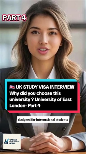 🎓 Why did you choose this university? | UKVI Interview 🇬🇧 University of East London (UEL) One of the most common UK student visa questions! Give a confident and well-researched answer by highlighting academic quality, global ranking, facilities, and your course fit. 🎯 Make your answer clear and convincing to impress the visa officer. #WhyThisUniversity #UKStudentVisa #UKVIInterview #StudyInUK #UKVisaInterview #StudentVisa2025 #UKStudyAbroad #UKUniversityChoice #UniversitySelectionUK #AbroadS