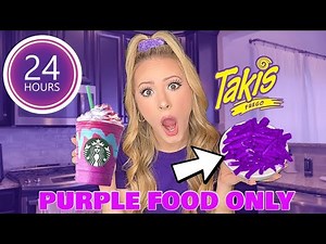 Eating only PURPLE FOODS for 24 hours CHALLENGE 🍇🐙🍆