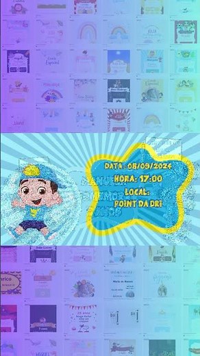 Convites infantis prontos para editar no Canva