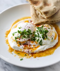 Turkish Poached Eggs with Labneh | Cilbir
