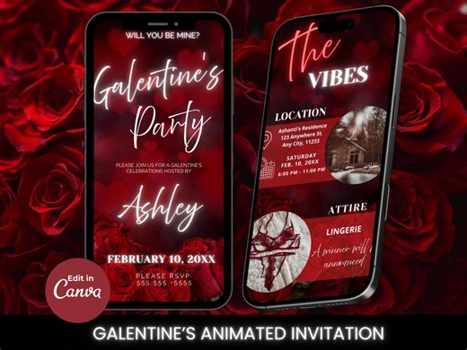 Luxe Galentine's Day Invite | Ladies Night Valentine's Day Animated Invitation, Ladies Night Template (editable Canva) - Etsy