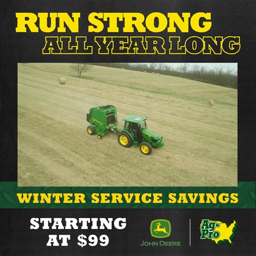 Gear up for winter with unbeatable service deals at your local Ag-Pro dealership!❄️ 🛠️ Don't wait—schedule your service now to keep your equipment running smoothly all year long. Click the link below to book today! 🚜🔧 https://bit.ly/47vUvlS | Ag-Pro
