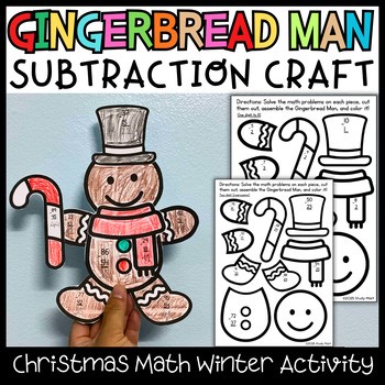 Gingerbread Man Subtraction Craft | Christmas Math Winter Activity