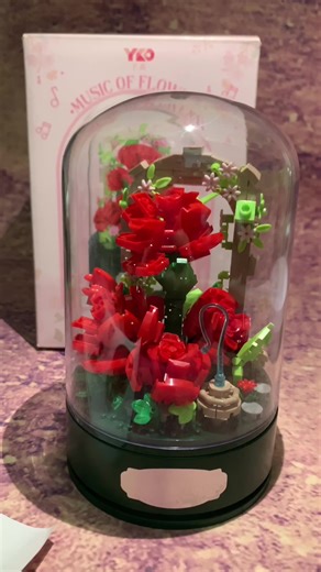 Double romance! Build rose music box,feel healing time❤️ #rose #musicbox #relaxing #deskdecor #buildingblocks